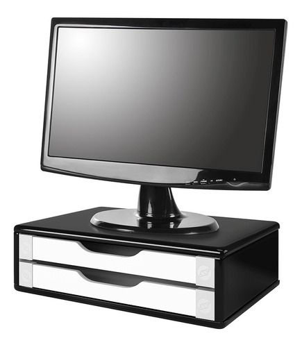 Suporte Para Monitor 2 Gavetas Preto E Branco Souza