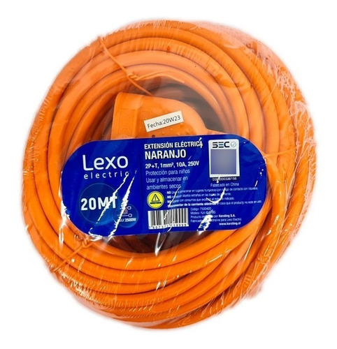 Alargador Simple Naranjo Lexo® 1 Toma / 20 M