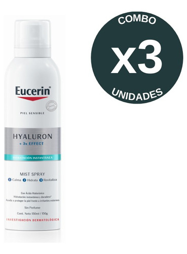 Combo X 3 Eucerin Hyaluron Filler Mist Spray Facial 150 Ml