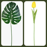 Pack 1 Hoja Artificial Mostera 70cm + 1 Tulipan Amarillo70cm