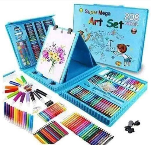 Set De Arte 208 Piezas De Dibujo Para Niños Maletin Colores 