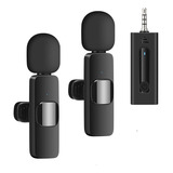 Microfono Inalambrico Doble Corbatero Miniplug 3.5mm Clases Color Negro