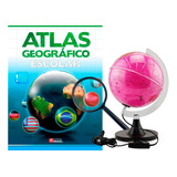 Kit Globo Rosa 21cm C/ Led + Lupa Lente De Aumento + Atlas
