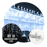 Kit 10 Cascatas 400 Led Branco Frio 10m - 220v 4fb2