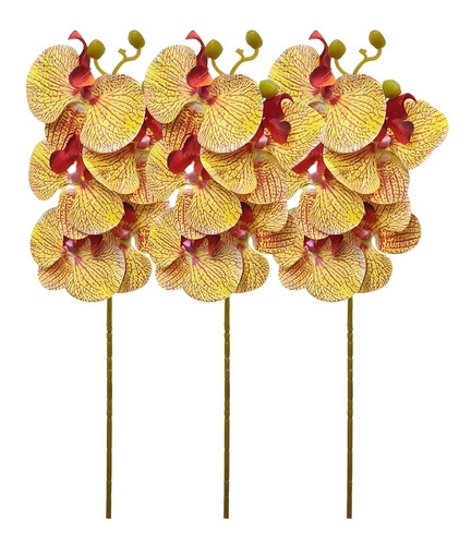 Kit 3 Orquídea 3d Galhos Artificiais Decoração Toque Real