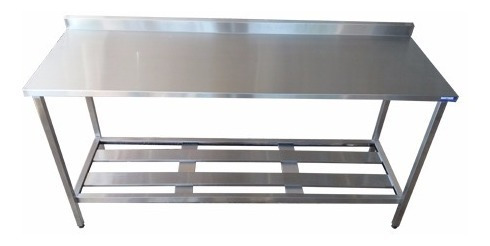 Mesa Aço Inox Nortinox 190cm X 60cm X 90cm C/ Espelho Trasei