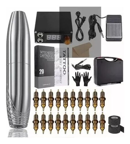 Kit Para Tatuar Máquina Rotativa 2.0 Pro Plata Exquisita