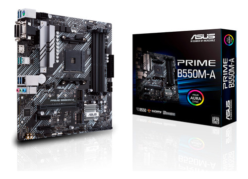 Placa Mãe B550m-a Prime Asus Para Amd 4xddr4 Matx Cor Preto