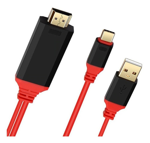 Cable Adaptador Usb Tipo C A Hdmi 4k Rojo 2m Carga