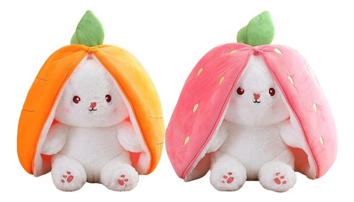 2pcs Conejo Peluche, Zanahoria/conejito Fresa