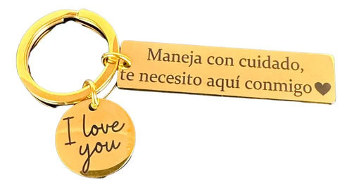 Llavero Maneja Con Cuidado Acero Inoxidable Fino Regalo