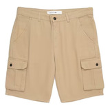 Bermuda Gabardina Hombre Lacoste Cargo Beige Premium