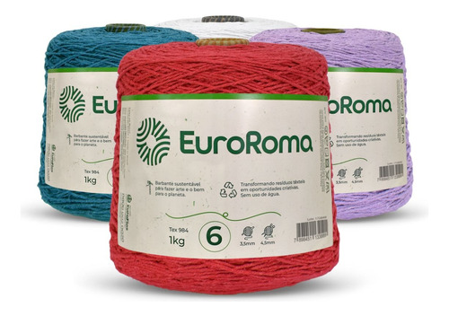 Barbante Para Crochê Euroroma N° 6 1 Kg Cores 1016 Metros