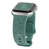 Correa Grabada Bohemia Para Apple Watch 45/44/42/49 Verde