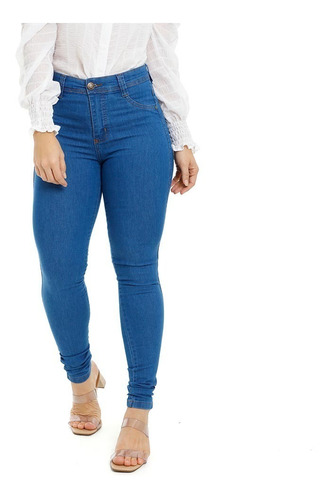 Calça Jeans Feminina Cintura Alta Básica Skinny Com Lycra 