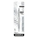 Bolígrafo Retráctil Zebra Pen F701 En Acero Inoxidable Y Exterior Plateado Con Tinta Negra