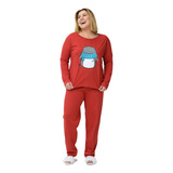 Conjunto Pijama Plus Size De Algodão Pinguim Vermelho