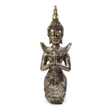 Buda Hindu Orando Ajoelhado Grande 35cm Resina Dourado 