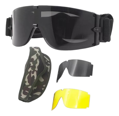 Goggle Tácticas Lentes Militares Con 3 Micas Policia Airsoft