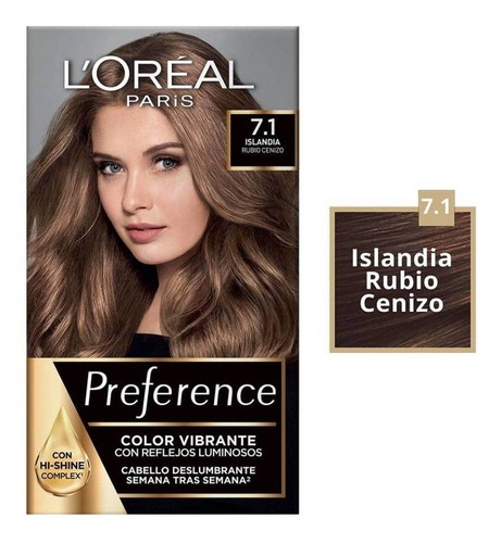 Tinte Preference Loréal Alto BrilloTono 7.1