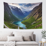 Adanti Norwegian Fjords Print Tapestry Decorative Wall Soft.