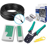 Kit Com 100 Metros Cabo De Rede Alicate Crimpar Testador