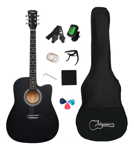 Guitarra Acústica Jidyous 41inchjita01 Para Diestros Negra Abs Mate