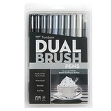 Tombow Dual Brush Art Pen Marcadores, Escala De Grises, 10-p