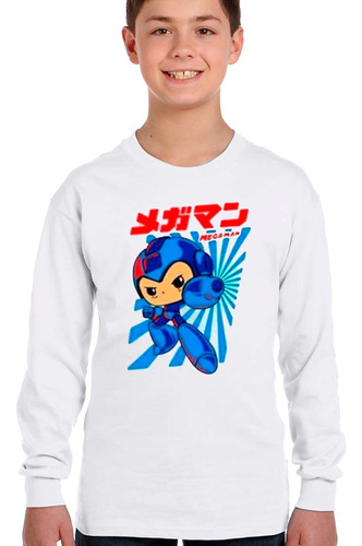 Polera Manga Larga Para Niños Diseño Funko Megaman