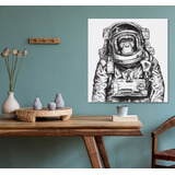 Mono Astronauta Minimalista C/marco Canvas Cuadro Decorativo