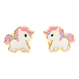 Broqueles Unicornio Niña Mini Bebé 100% Oro Puro 10k Aretes