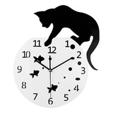 Timelike Fishbowl - Reloj De Pared Con Diseño De Gato Y Ga.