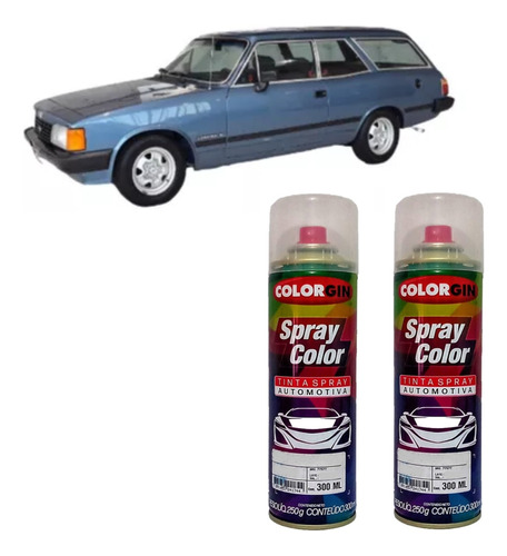 Tinta Spray Automotiva Azul Volga Gm + Verniz Colorgin 300ml