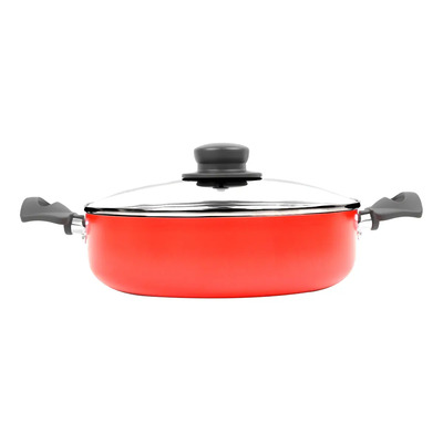 Arrocera Aluminio Y Antiadherente 24 Cm 2 Lts Tapa De Vidrio Color Rojo | Meses sin interés