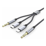 Cable Audio Auxiliar + Tipo C+ Lightning +3,5mm