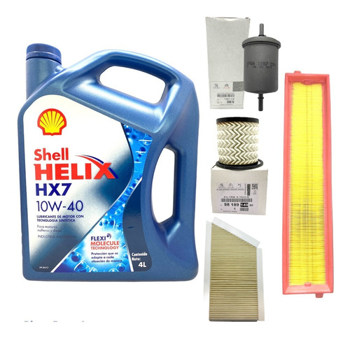 Kit 4 Filtros + Aceite Shell Helix Peugeot 207 Compact 1.6 N