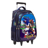 Mochila Escolar Masculina Sonic Shadow Rodinha Toys 2u