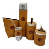 Set Matero Con Funda Para Mate De Eco Cuero River Plate Carp