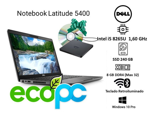 Notebook Dell Latitude 5400 I5 8°va 8gb 240ssd Win 10 Pro