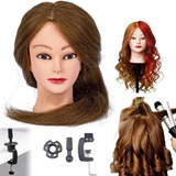 Cabezal De Maniquí De 66 Cm, 80% Cabello Humano, Incluye So