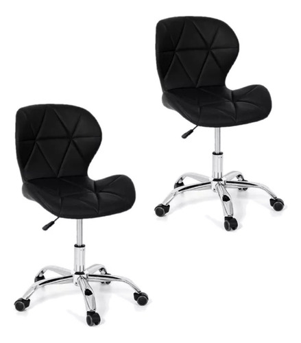 Kit 2 Cadeiras Slim Office Eames Eiffel Giratória Estofada