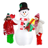 Mono De Nieve Inflable Muñecos Navideños Con Niños Luz Led -