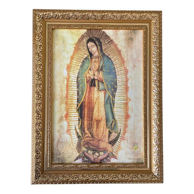 Cuadro Virgen De Guadalupe Copia Fiel 38x50cm Marco Dorado Color Beige | Meses sin interés
