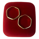 Argola Sextavada Boleada Italiana 2cm 2mm- Ouro 18k-750