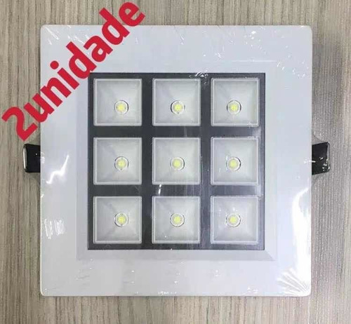 2 Painel 9w Embutir Colmeia Led Quadrado Branco Frio Bivolt 110v/220v