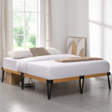 Hw Comfort Marco De Cama Queen De Bambu Solido Y Metal De 14