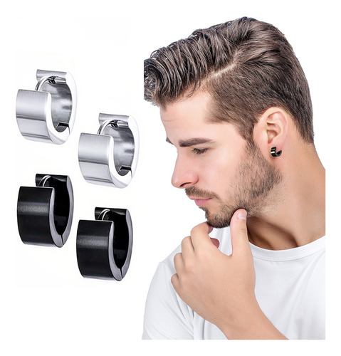 Par De Brincos Masculino Argola Articulada Aço Inox 6mm