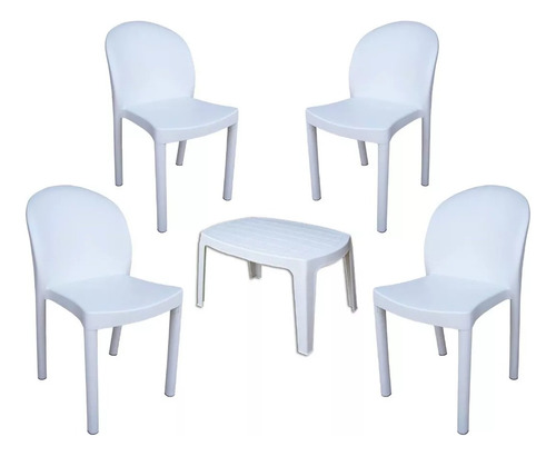 Combo 4 Silla Barcelona Blanca 1 Mesa Ratona Mascardi