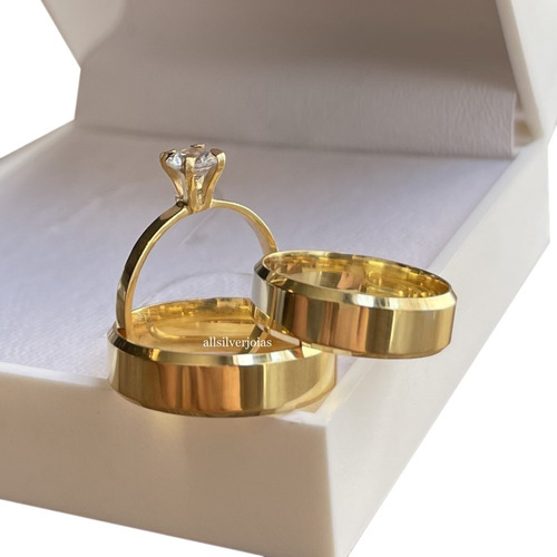 Aliança De Ouro 18k 5mm 5g Casamento Noivado + Anel Luxo