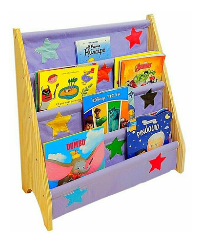 Rack Para Livros Infantil, Standbook Montessoriano Lilas